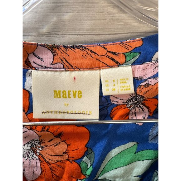 Maeve By Anthropologie Floral Stripe Tie-Front Blouse Womens Size S 100% Rayon V - Picture 8 of 8